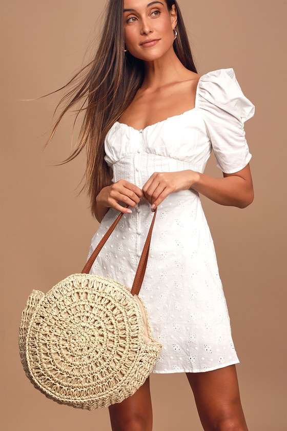 Along The Shore Beige Woven Straw Tote