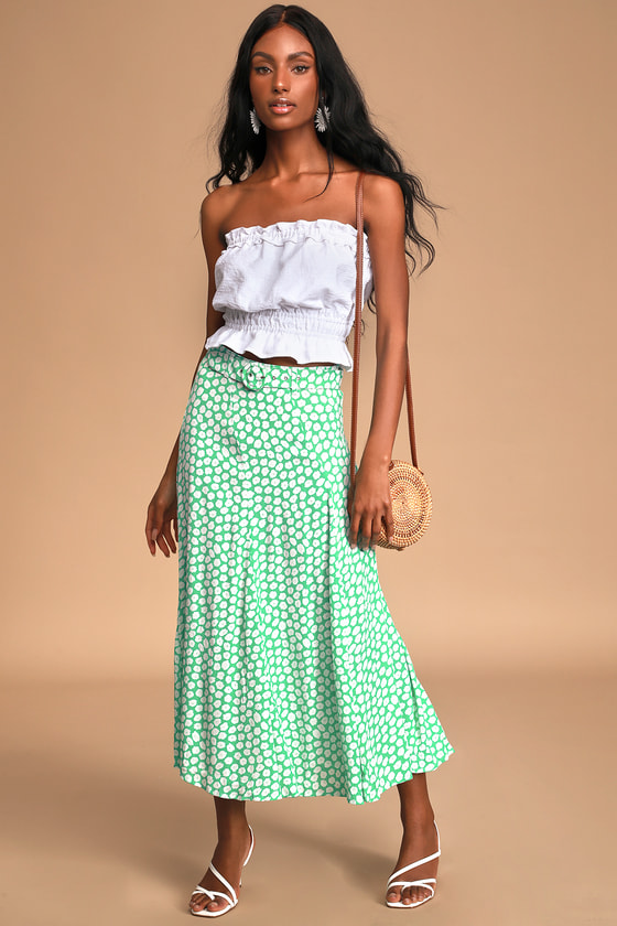 Faithfull The Brand Valensole Green Midi Floral Print Skirt Lulus