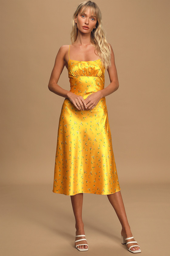 yellow slip dress long