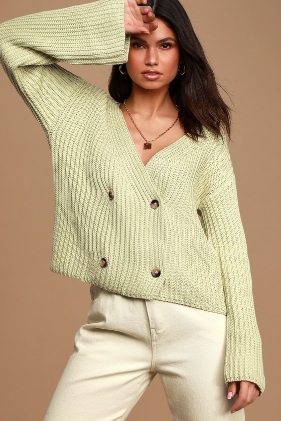 Cute Green Sweater - Double Breasted Sweater - Crochet Sweater - Lulus