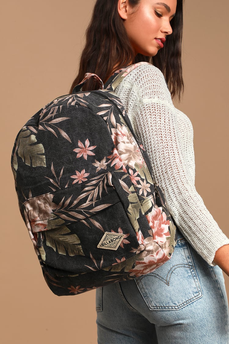 Billabong Hand Over Love - Floral Print Backpack - Black Backpack - Lulus