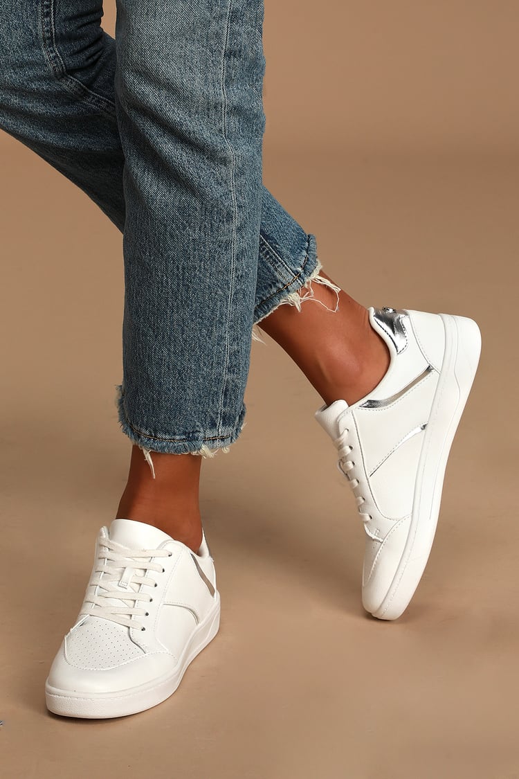 Steve Madden Harmonize - White and Silver Sneakers - Sneakers - Lulus