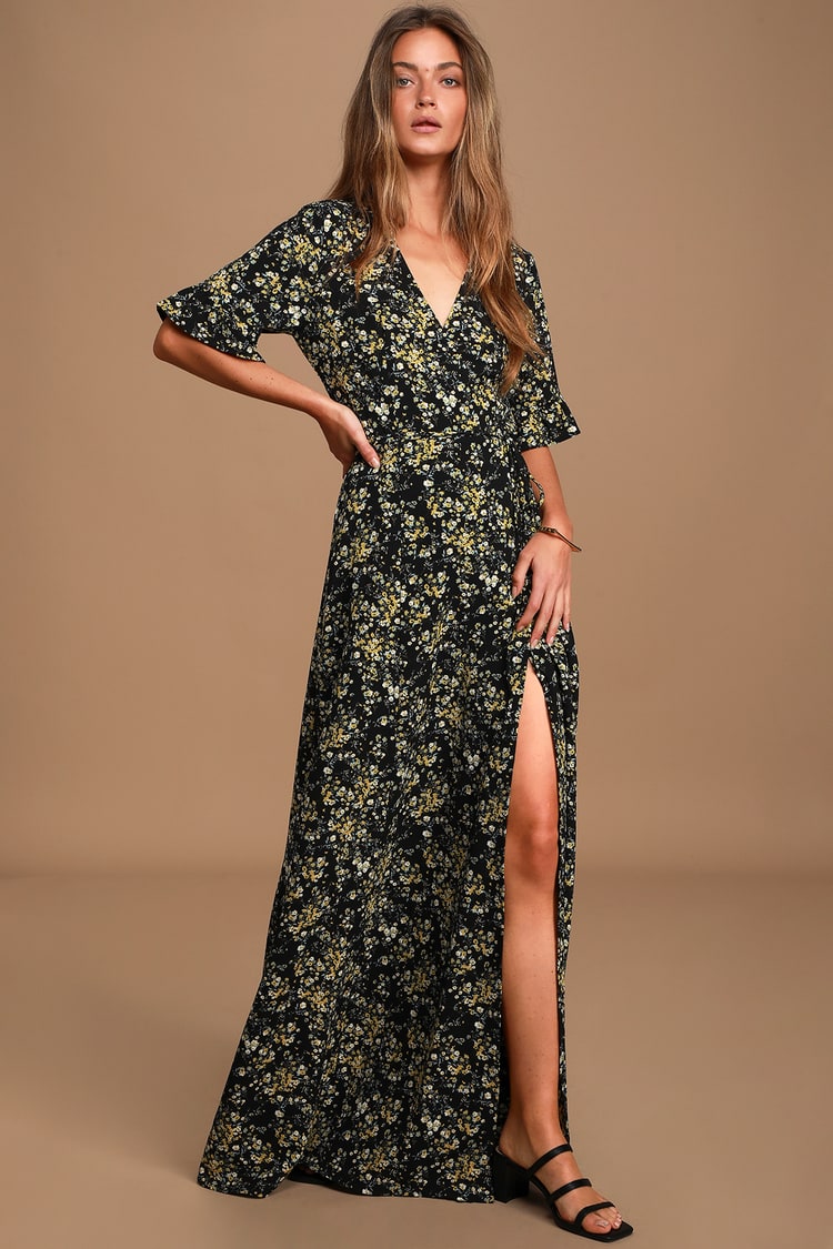 Black Maxi Dress - Floral Print Dress - Floral Maxi Dress - Lulus