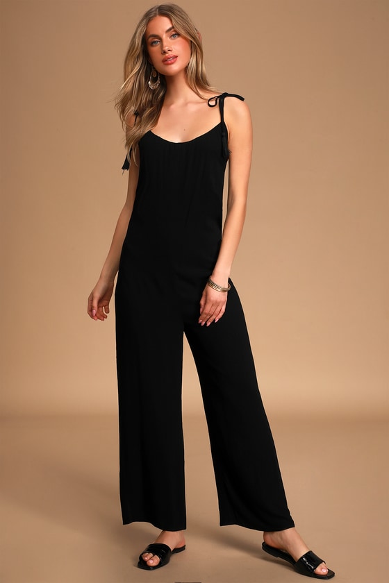 black tie strap jumpsuit