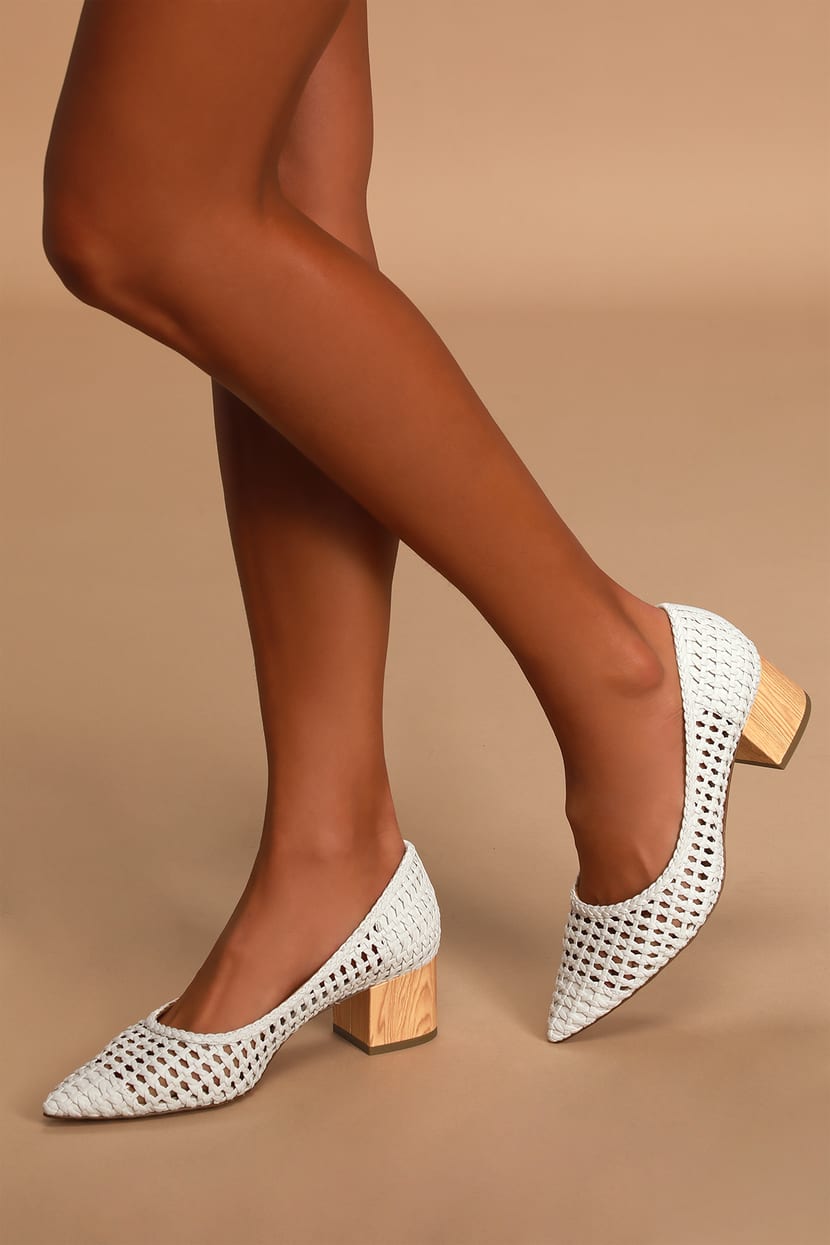 Sole Society So-Kasmyra White - Woven Pumps - Pointed-Toe Pumps - Lulus