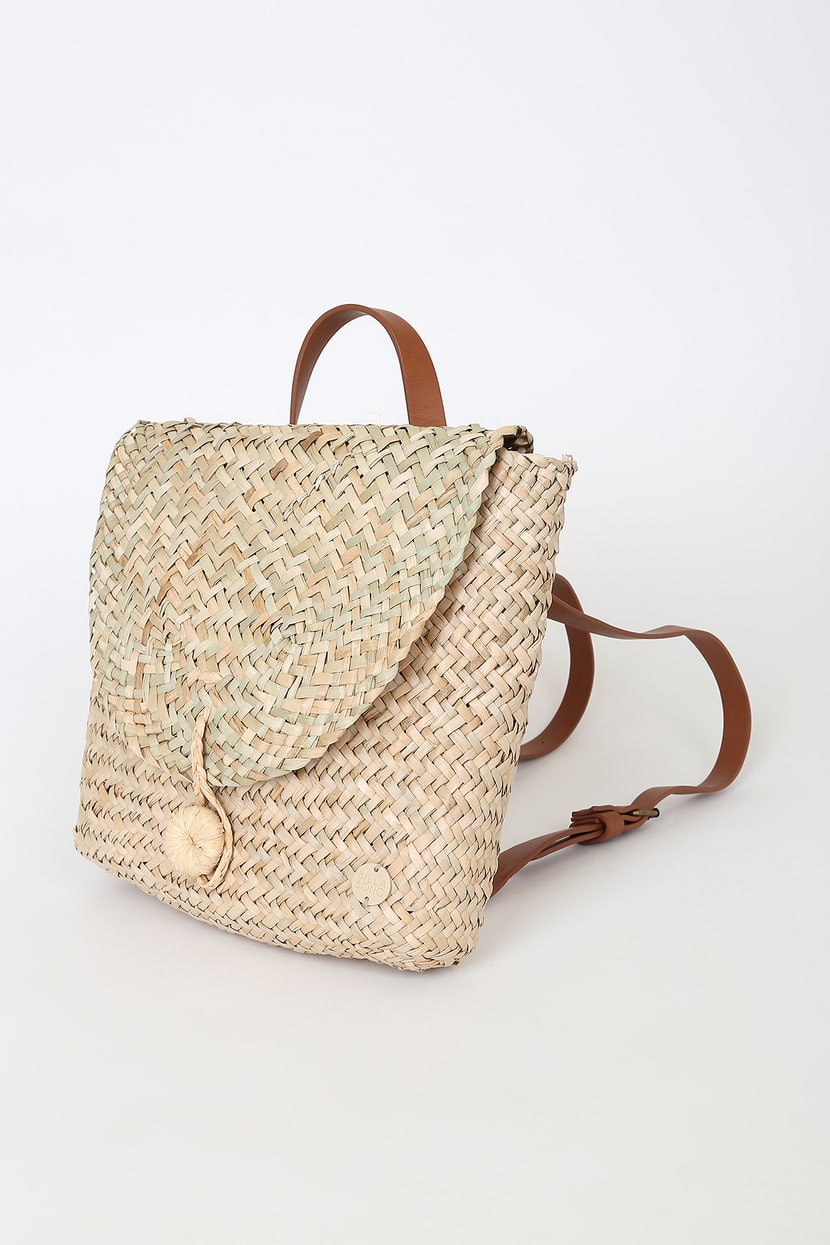 Changing Tides - Large Straw Backpack for Women