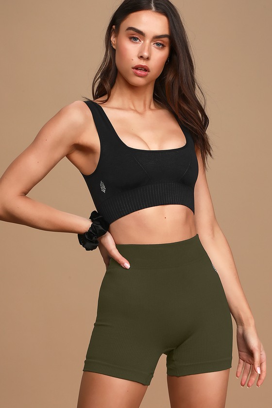 olive green biker shorts