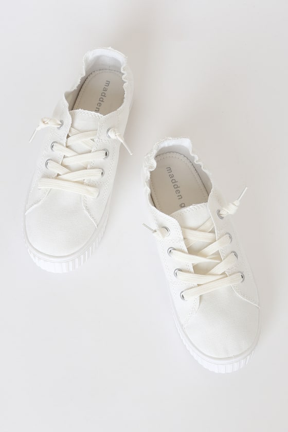Madden Girl Marisa - White Sneakers - Canvas Sneakers - Lulus