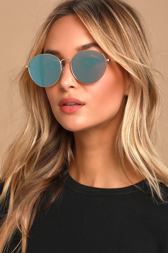 Le Specs Horus Alt Fit - Gold Sunglasses - Mirrored Sunglasses - Lulus