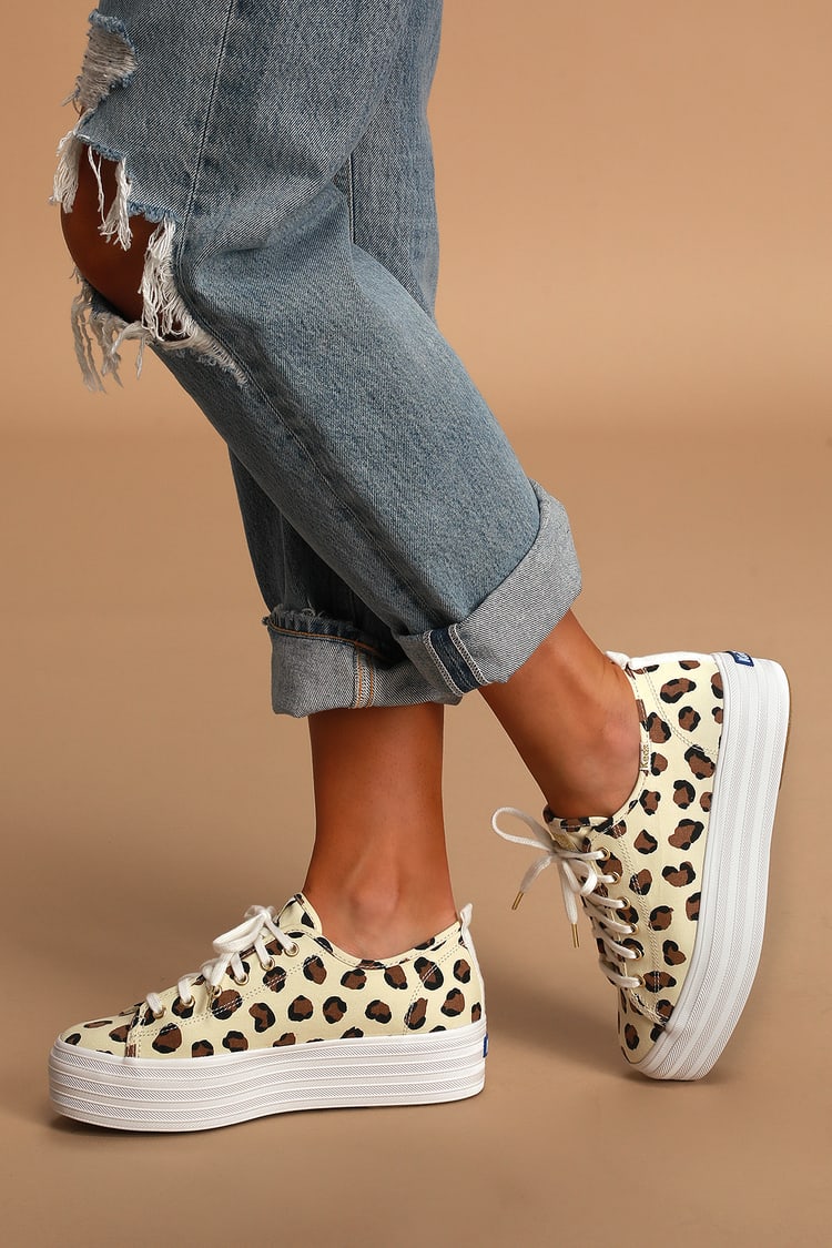 Keds Triple Up Cream Sneakers - Platform Sneakers - Leopard Shoes - Lulus
