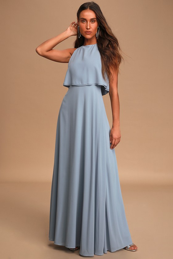 Lovely Light Blue Maxi Dress - Sleeveless Maxi - Split Back Maxi - Lulus