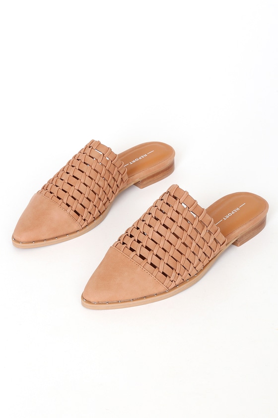 Report Inkerman Tan - Woven Pointed-Toe Mules - Slide-On Mules - Lulus