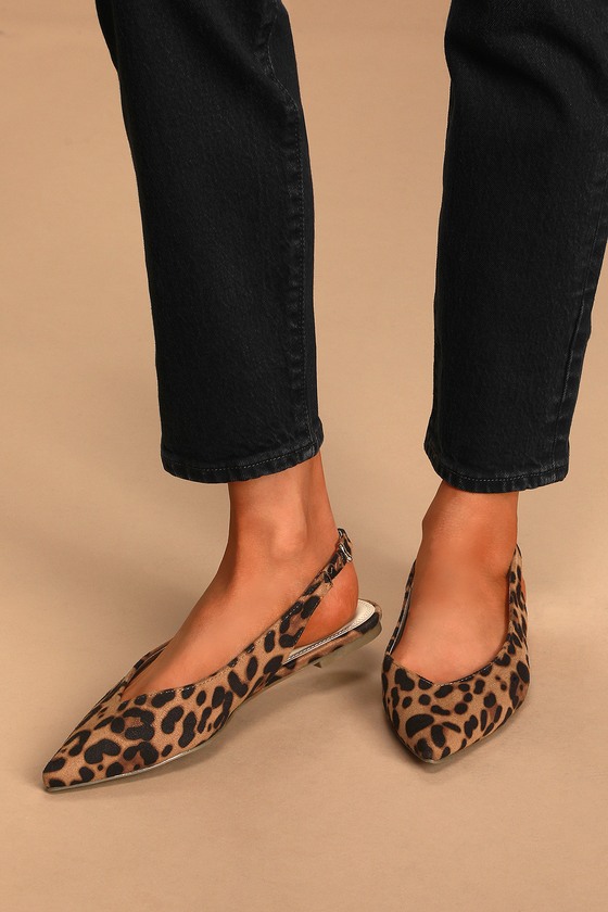 leopard flats pointed toe