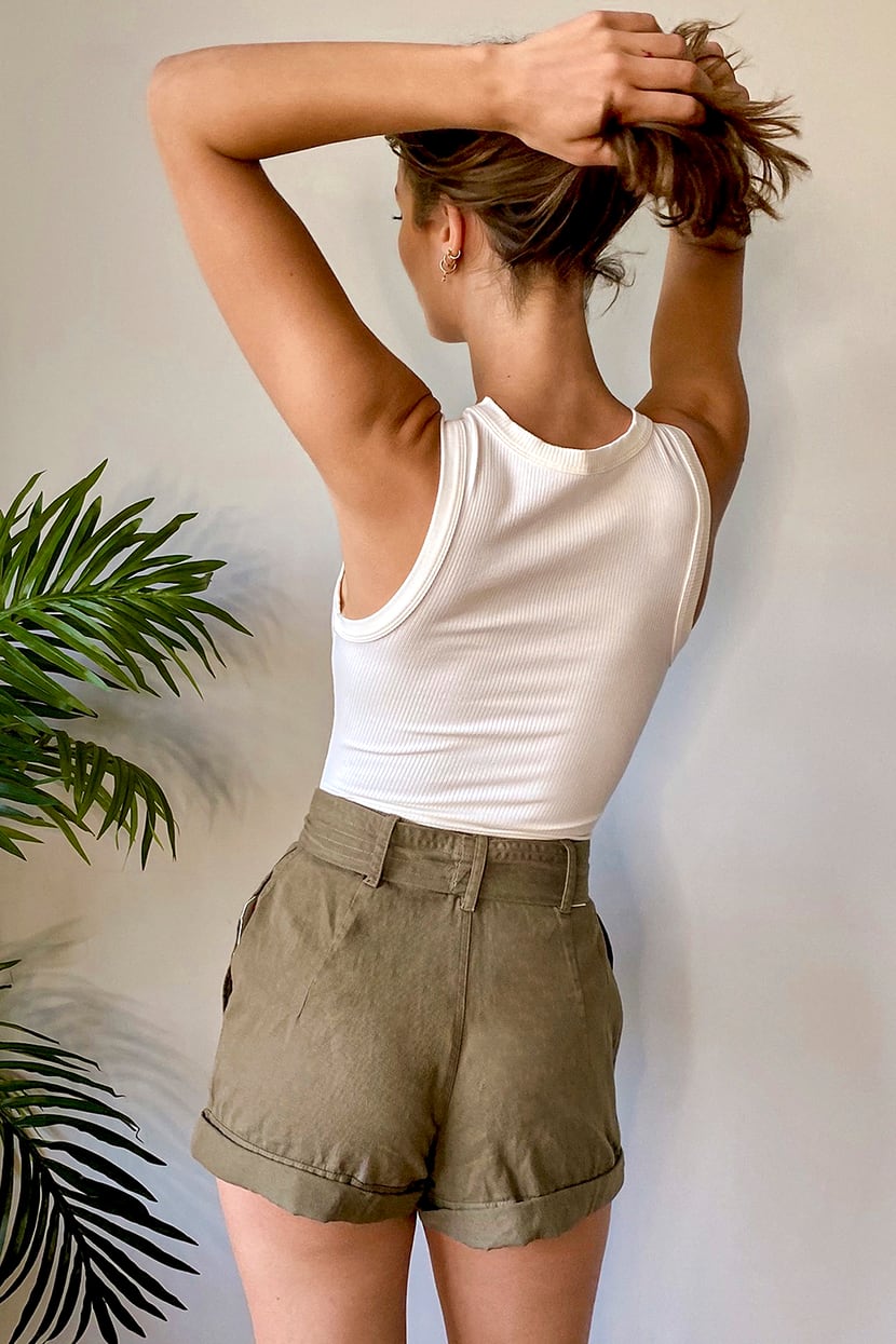 Billabong Day After Day - Olive Green Shorts - High-Waisted Short - Lulus