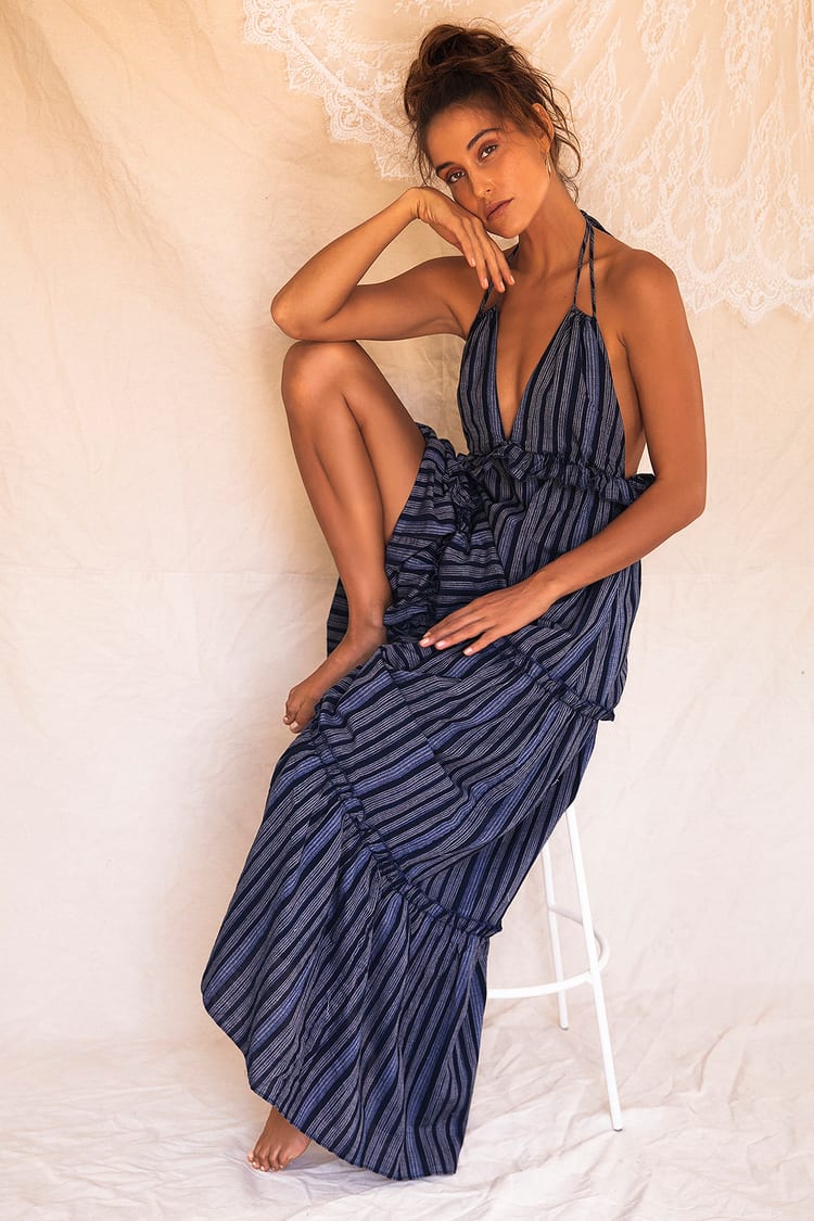 Louise Misha Nilou Dress - Blue Stripes