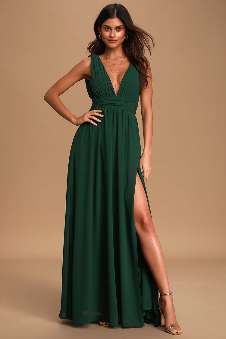 Forest Green Gown - Maxi Dress - Sleeveless Maxi Dress - Lulus