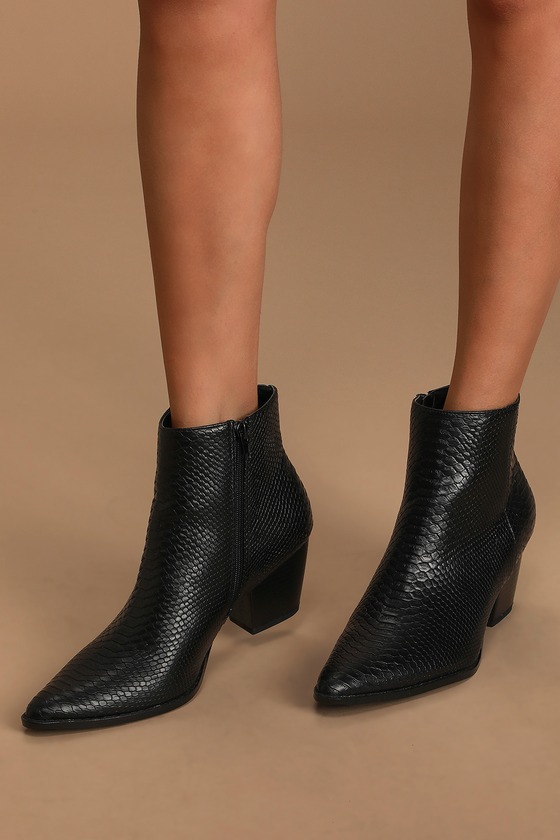 Lulus x Matisse Spirit - Snake Embosssed Boots - Ankle Booties