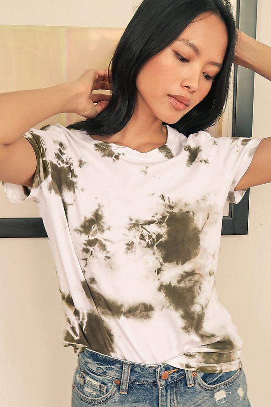 Womens green tie dye hot sale shirt