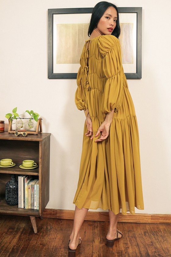 mustard yellow long sleeve maxi dress