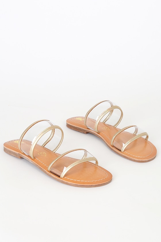 clear strap slip on sandals