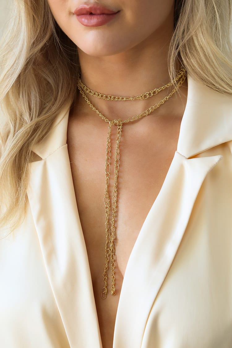 Gold Wrap Necklace - Wrapping Chain Necklace - No Clasp Necklace - Lulus