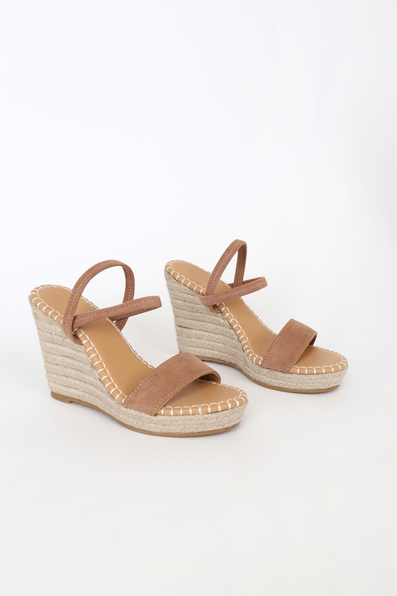 Camel Wedges - Espadrille Wedges - Wedge Sandals - Raffia Heels - Lulus