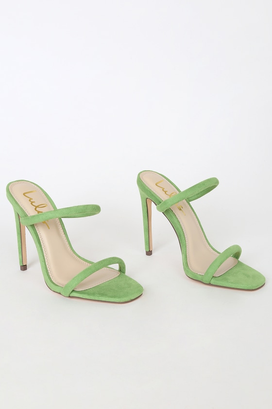 Green High Heels - Vegan Suede Heels - Square-Toe Heels - Lulus