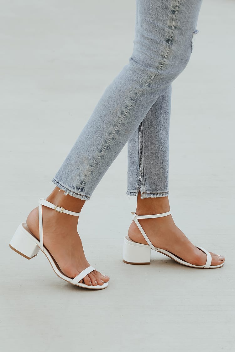 White Heels - 90s Shoes - Faux Heels - Faux Leather Heels - Lulus