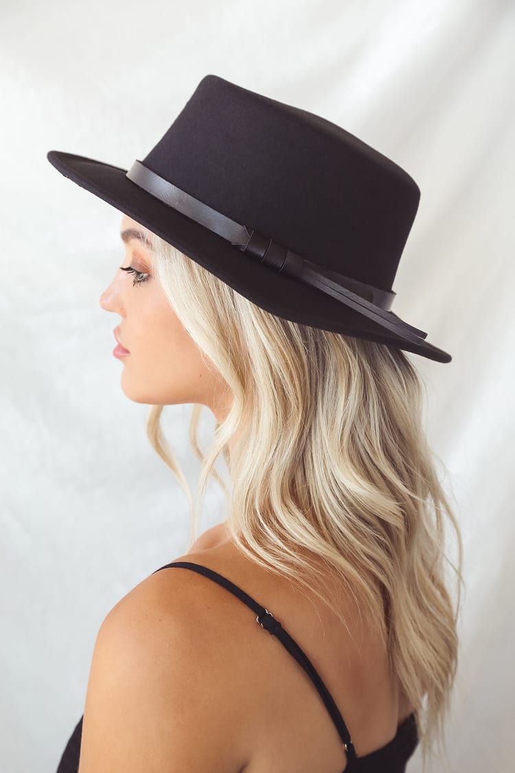Black Boater Hat - Trendy Felt Hat - Cute Boater Hat - Lulus