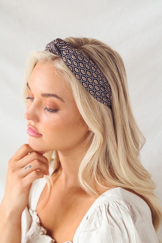 Trendy Print Headband - Knotted Headband - Black Headband - Lulus