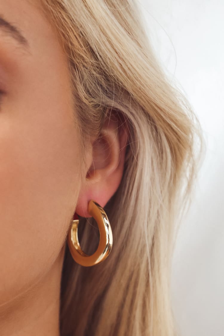 Gold Hoop Earrings - Chunky Hoops - Small Hoops - Gold Earrings - Lulus