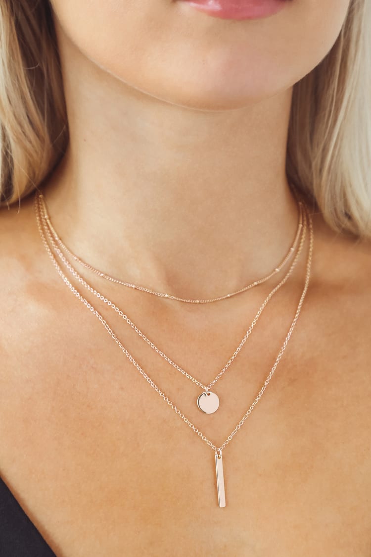 Lovely Rose Gold Necklace - Layered Necklace - $16.00 - Lulus
