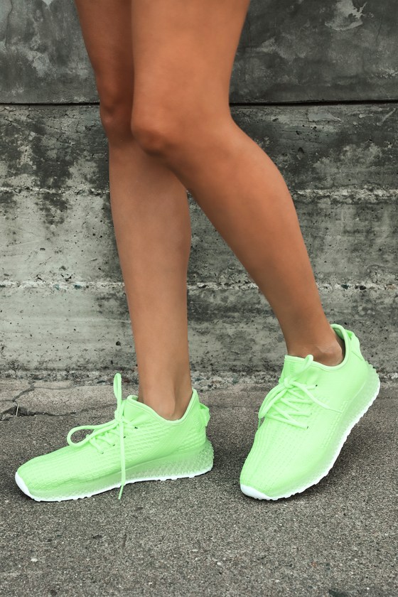 Neon Green Sneakers - Knit Sneakers - Athleisure Sneakers - Lulus