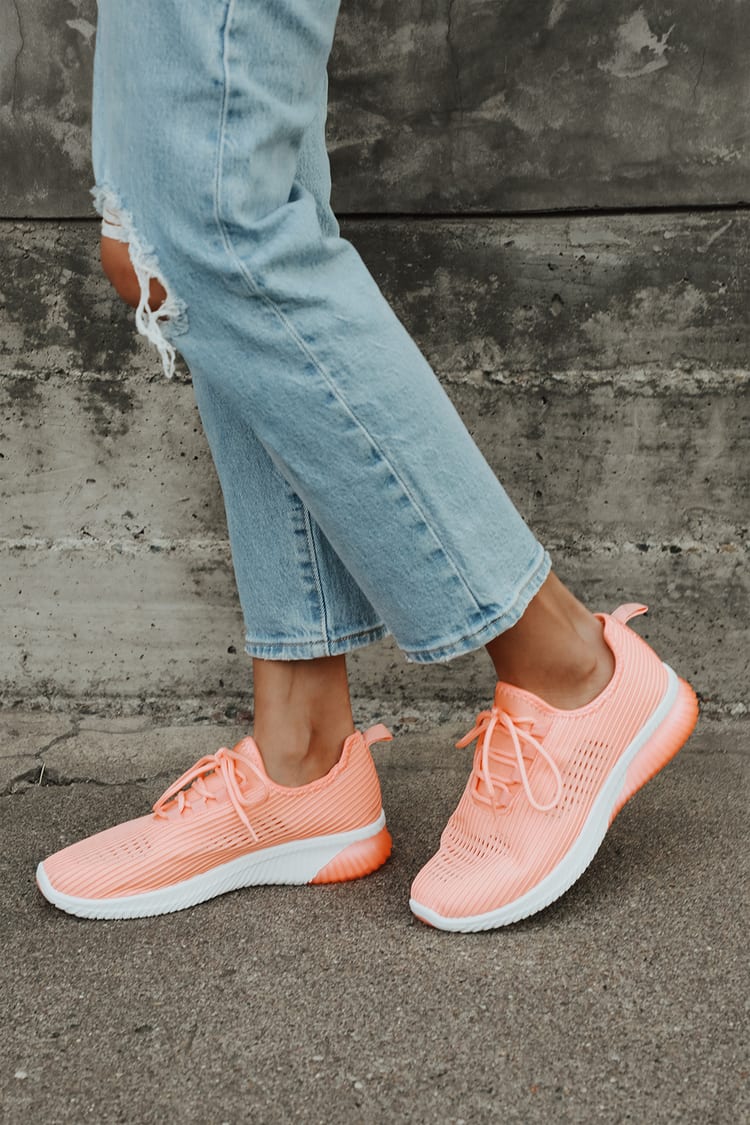 Coral Knit Sneakers - Cute Lace-Up Sneakers - Athleisure Sneakers - Lulus
