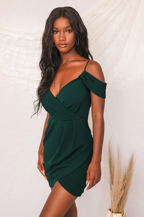 Sexy Green Dress - Off-the-Shoulder Mini Dress - Bodycon Dress - Lulus