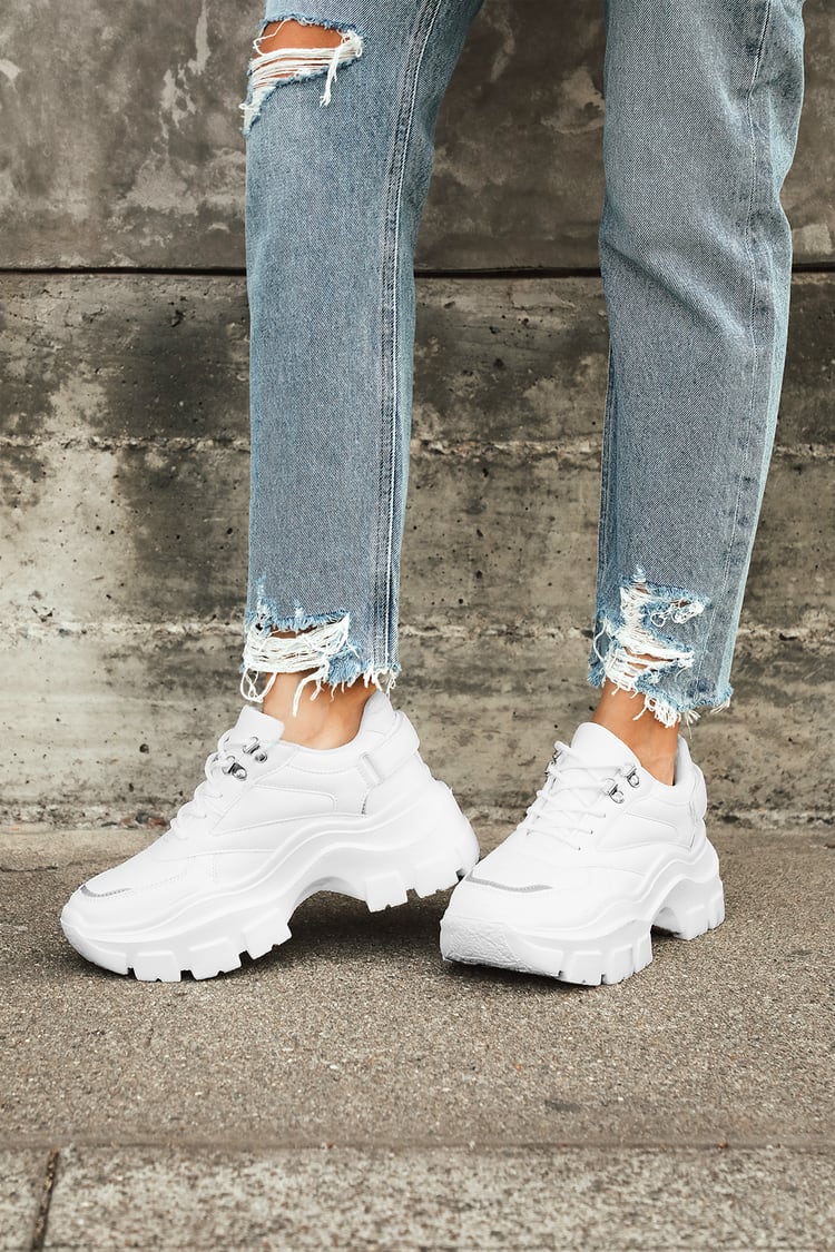 White Chunky Sneakers - Athleisure Sneakers - Fashion Sneakers - Lulus