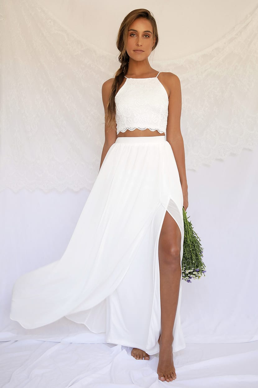 Sexy White Dress - Lace Dress - Two-Piece Dress - Maxi Dress - Lulus