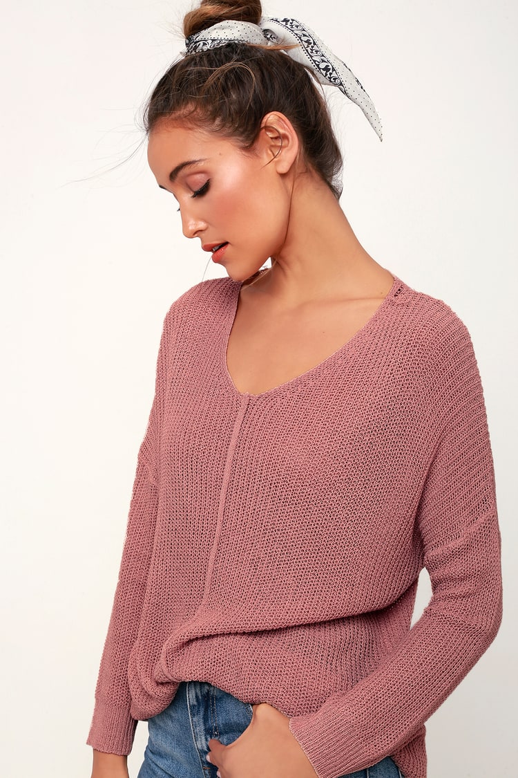 Cute Dusty Pink Sweater - Sheer Knit Sweater - Sweater Top - Lulus