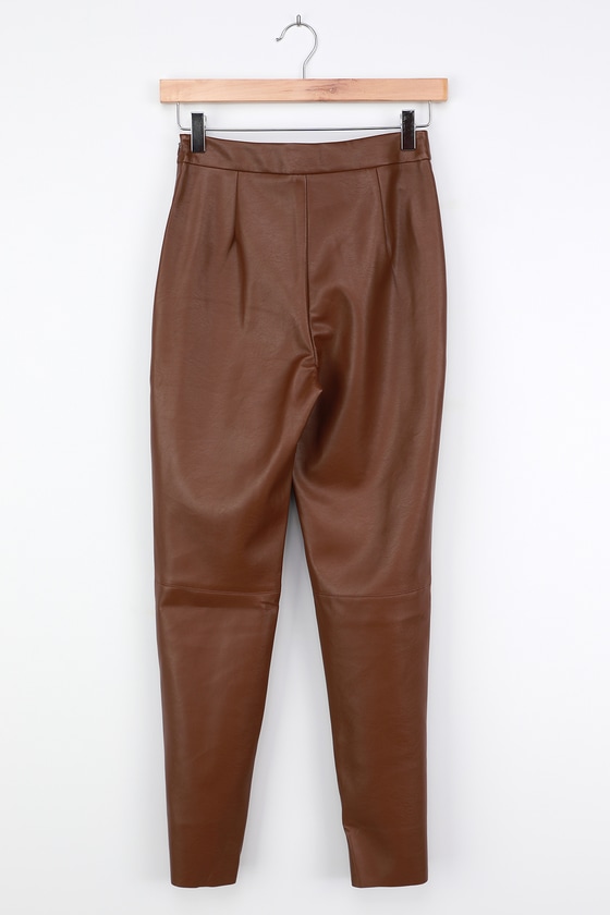 Brown Faux Leather Leggings - Trouser Leggings - Brown Pants - Lulus