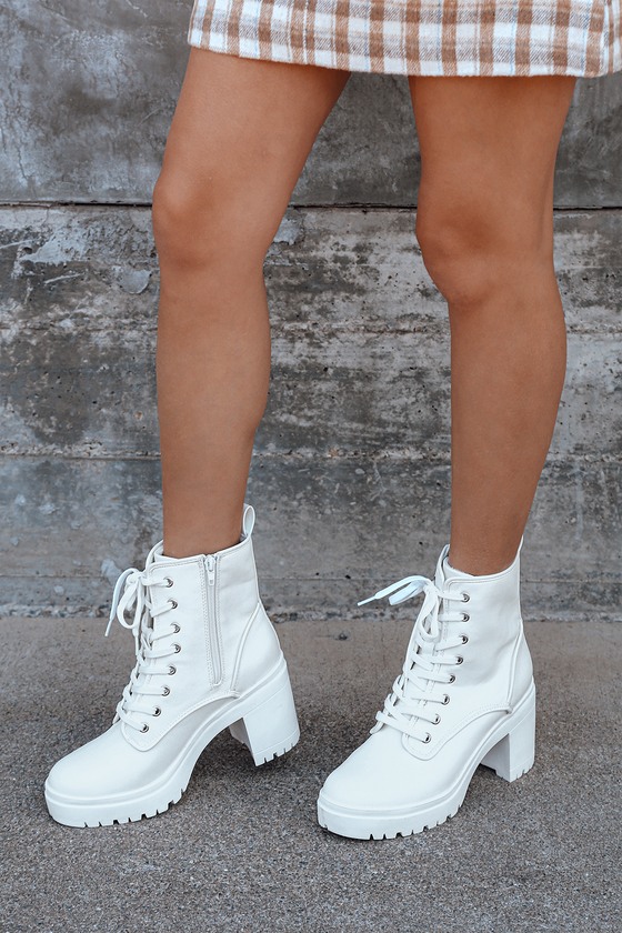 Lulus Riana White Lace-up Platform High Heel Boots