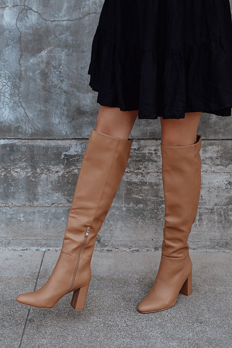 Billini Quartz Tawny - Tan Knee-High Boots - Faux Leather Boots - Lulus