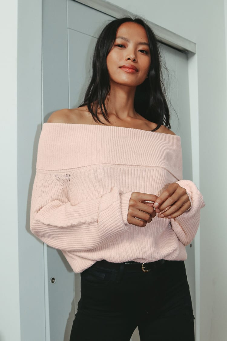Cute Cream Sweater - Knit Sweater - Off-the-Shoulder Sweater - Lulus