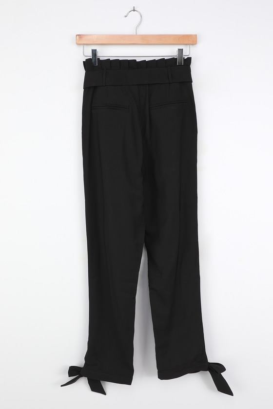 black paperbag pants