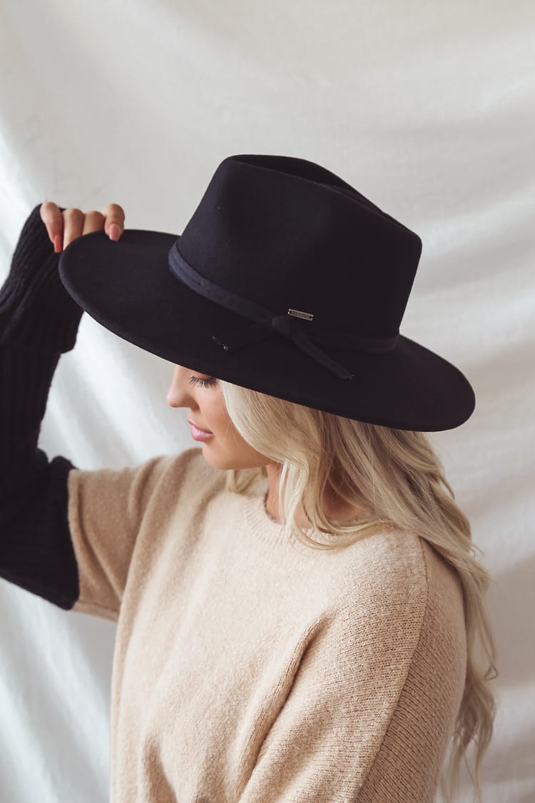 Brixton Joanna Packable - Black Fedora - Black Wool Hat - Lulus