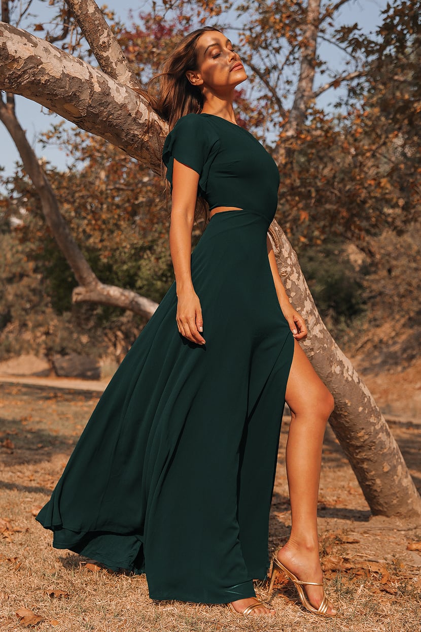Emerald Green Maxi Dress - Back Cutout Dress - Cutout Maxi Dress - Lulus