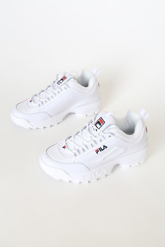 FILA Disruptor II Premium - Cool White Sneakers - Chunky Sneakers - Lulus