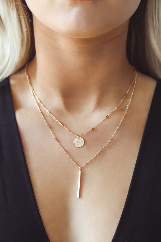 Gold Bar Necklace - Layered Necklace - Gold Chain Necklace - Lulus