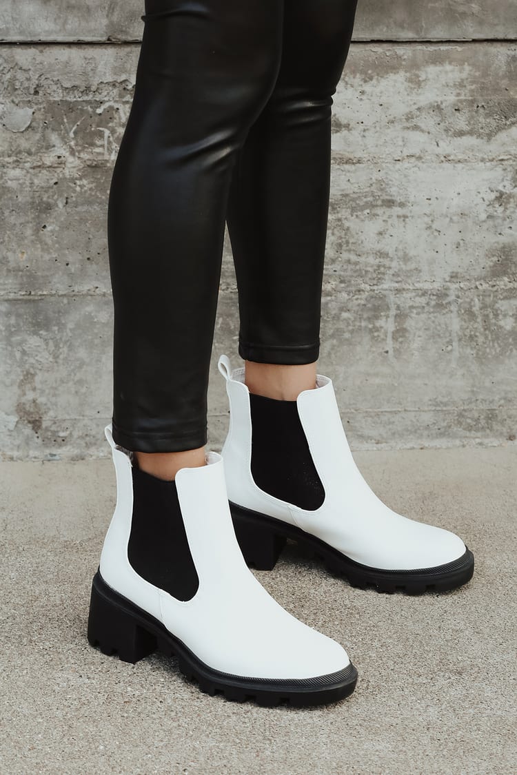 Rusland brugerdefinerede Mægtig White Ankle Boots - Chunky Platform Boots - Boots for Women - Lulus