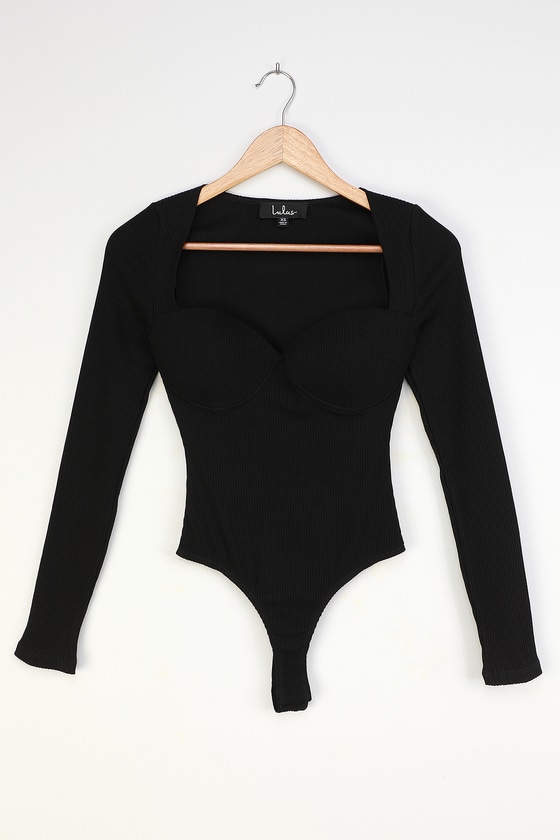 long sleeve bustier bodysuit