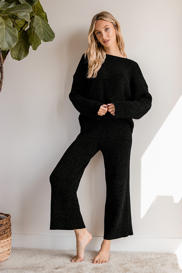 Black Knit Pants - Sweater Pants - High Rise Pants - Lulus